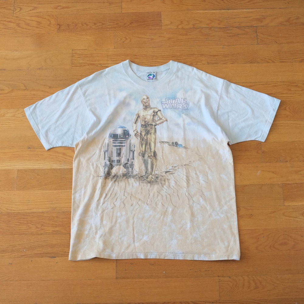 Liquid Blue Star Wars Shirt Men Tan Tie Dye Droid Graphic Vintage XL Smithsonian